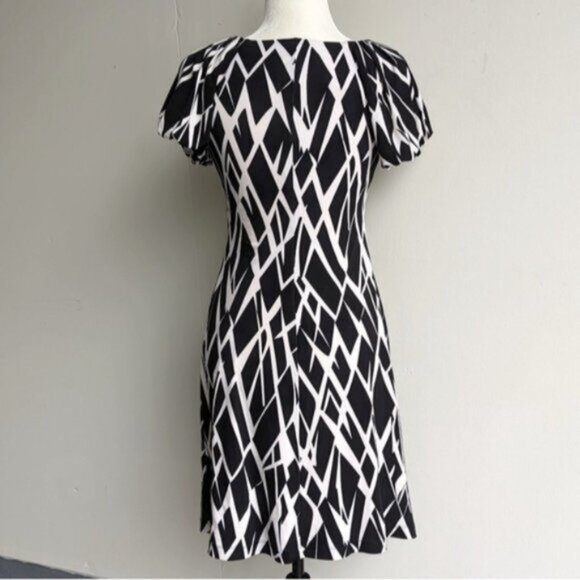 Sandra Angelozzi geometric abstract print short bubble sleeve dress - Picture 3 of 4